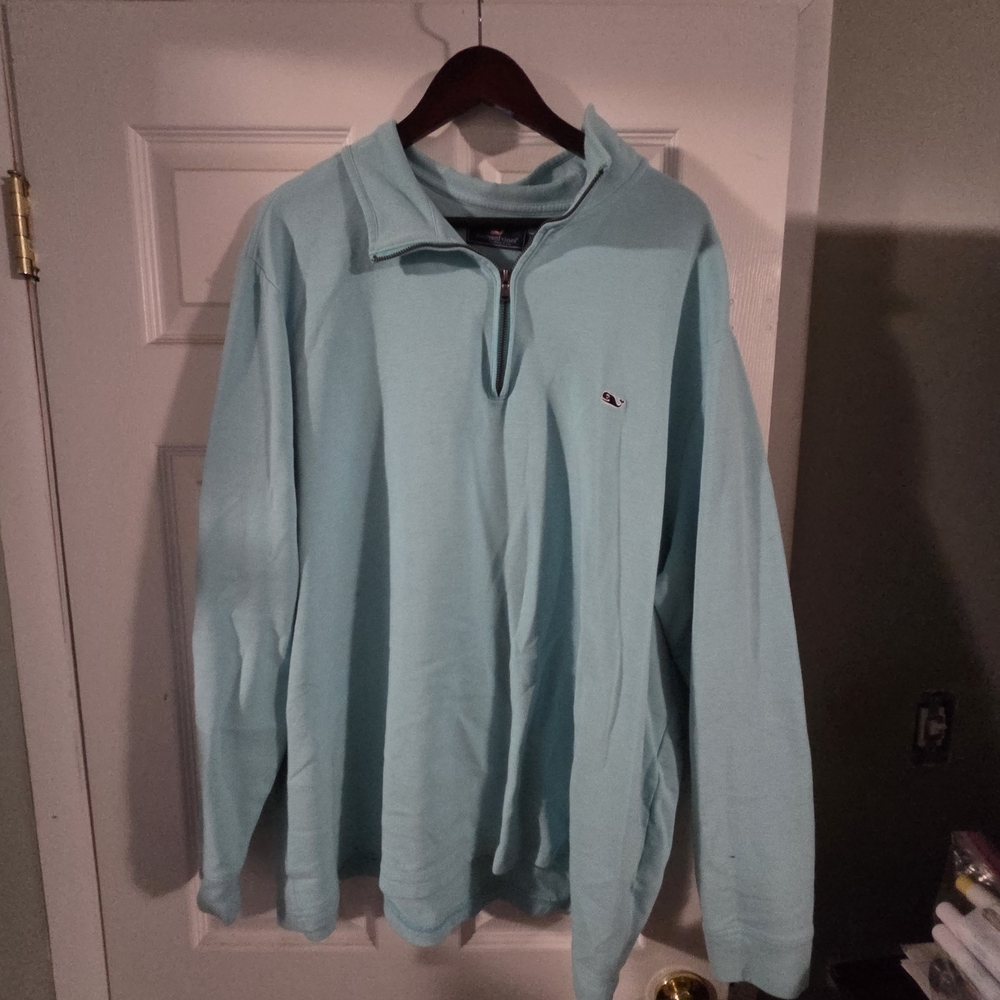 Vineyard Vines Aqua Quarter-Zip Sweater